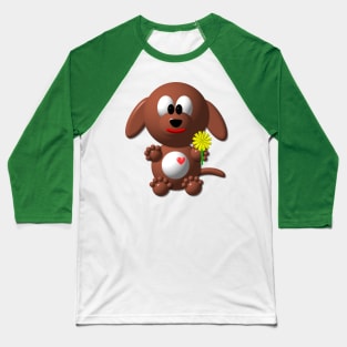 Cute Dapper Dog with a Dandelion Baseball T-Shirt